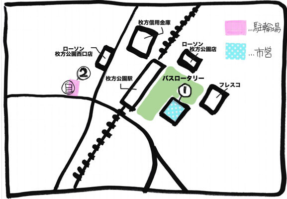 枚方公園駅駐輪場MAP