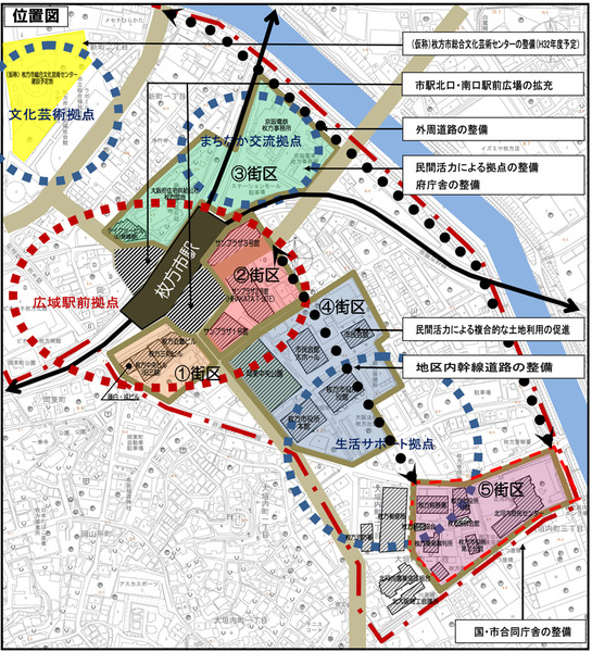 枚方市駅周辺-街区図